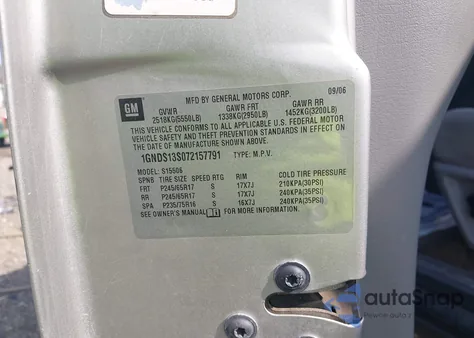 2007 Chevrolet Trailblazer Ls z USA, uszkodzony, nr VIN 1GNDS13S072157791